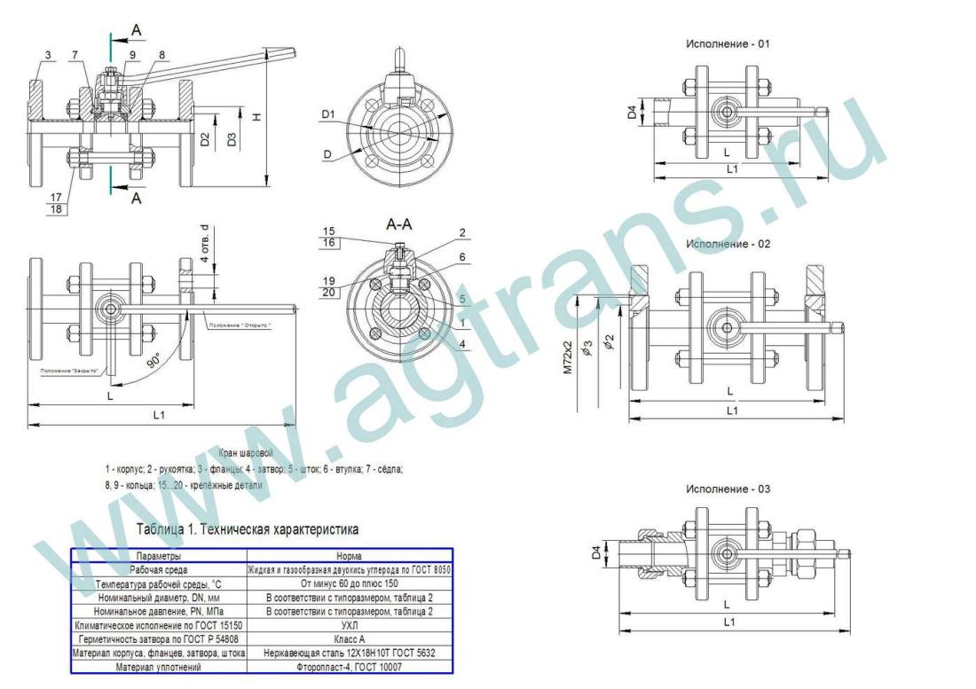 Кран шаровой АГТ 620-02, DN 32