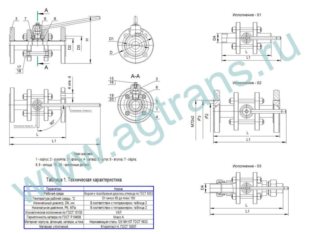 Кран шаровой АГТ 620-01, DN 32